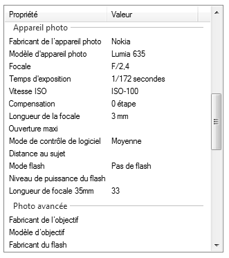 EXIF data example.