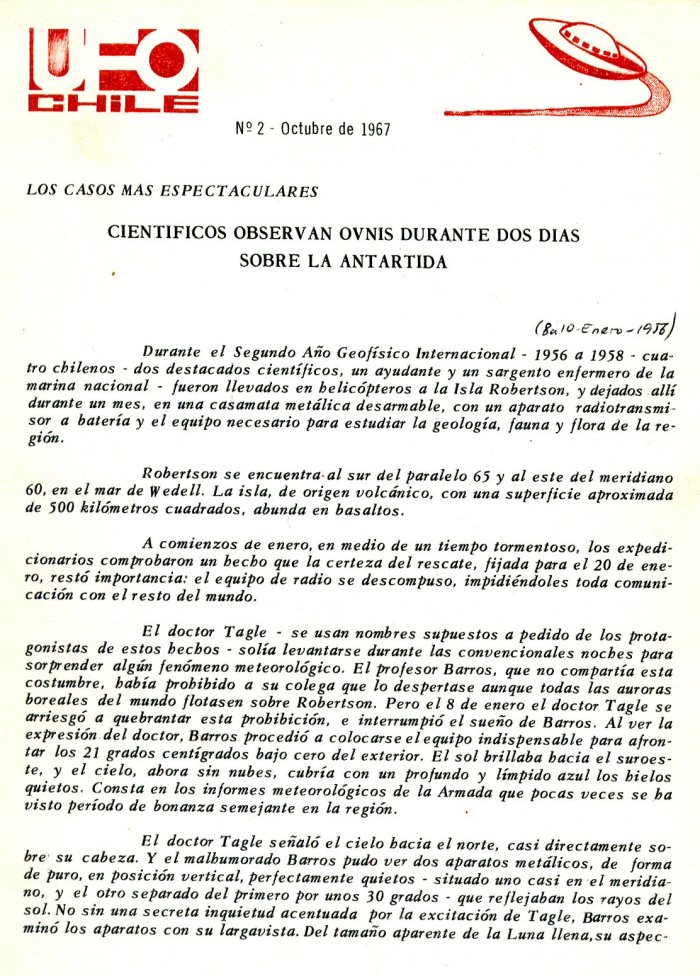UFO Chile No. 2, page 1, October 1967