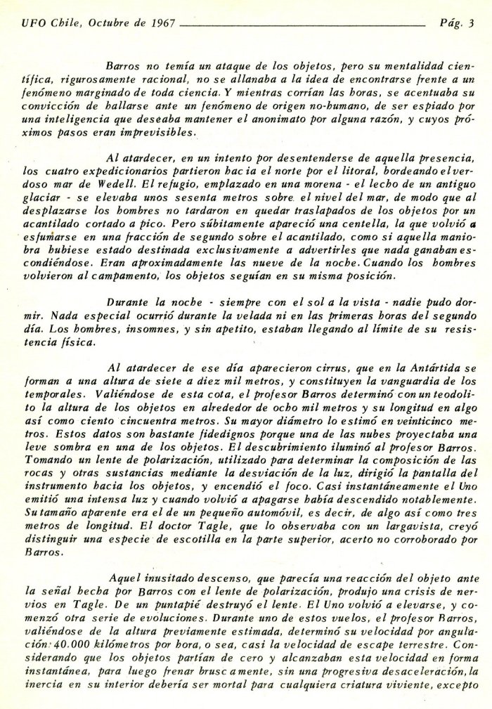 UFO Chile No. 2, page 1, October 1967