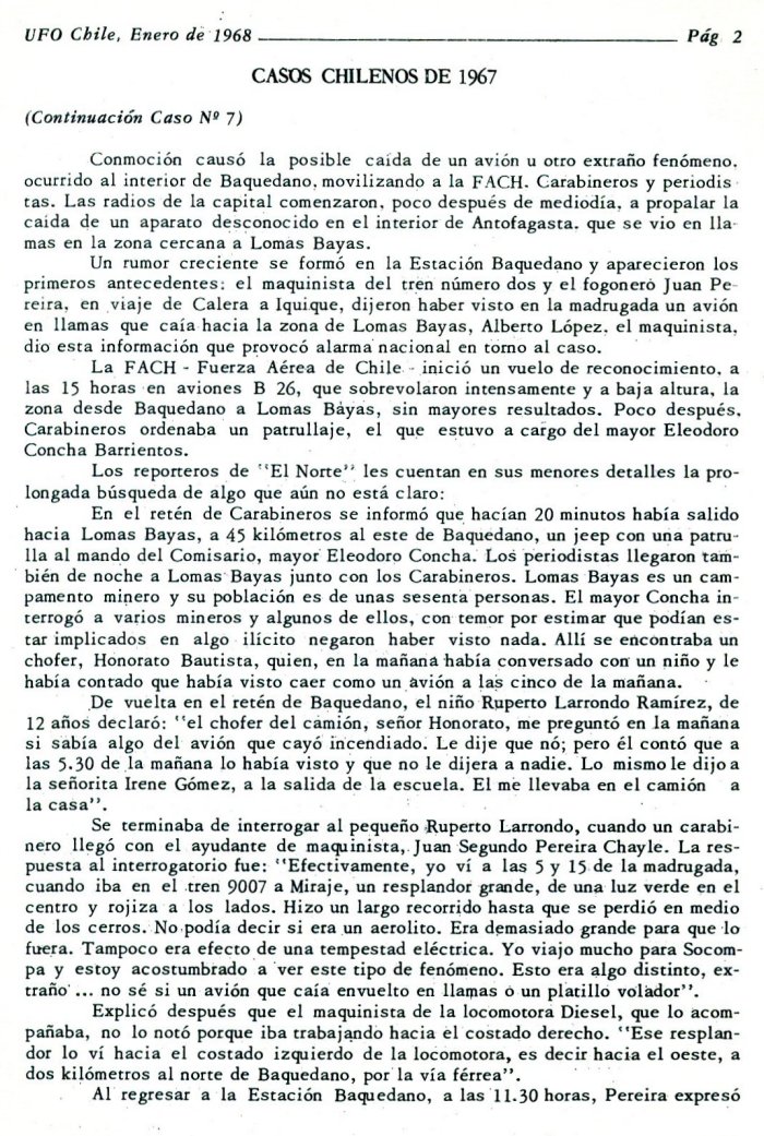 UFO Chile N 3, page 2, janvier 1968