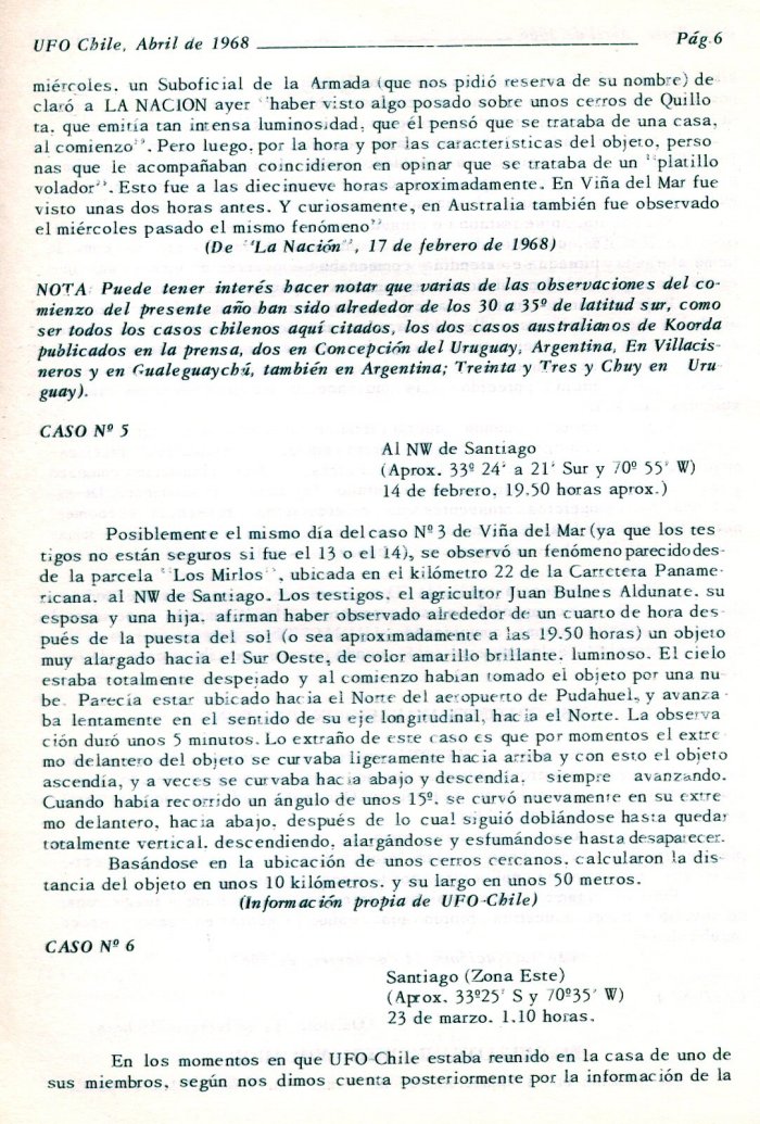 UFO Chile No. 4, page 5, April 1968