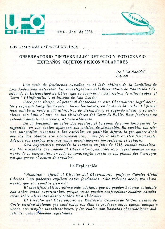 UFO Chile No. 4, page 1, April 1968