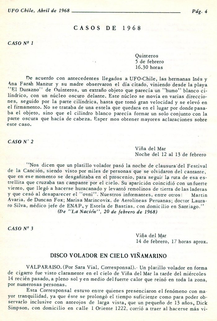 UFO Chile No. 4, page 3, April 1968