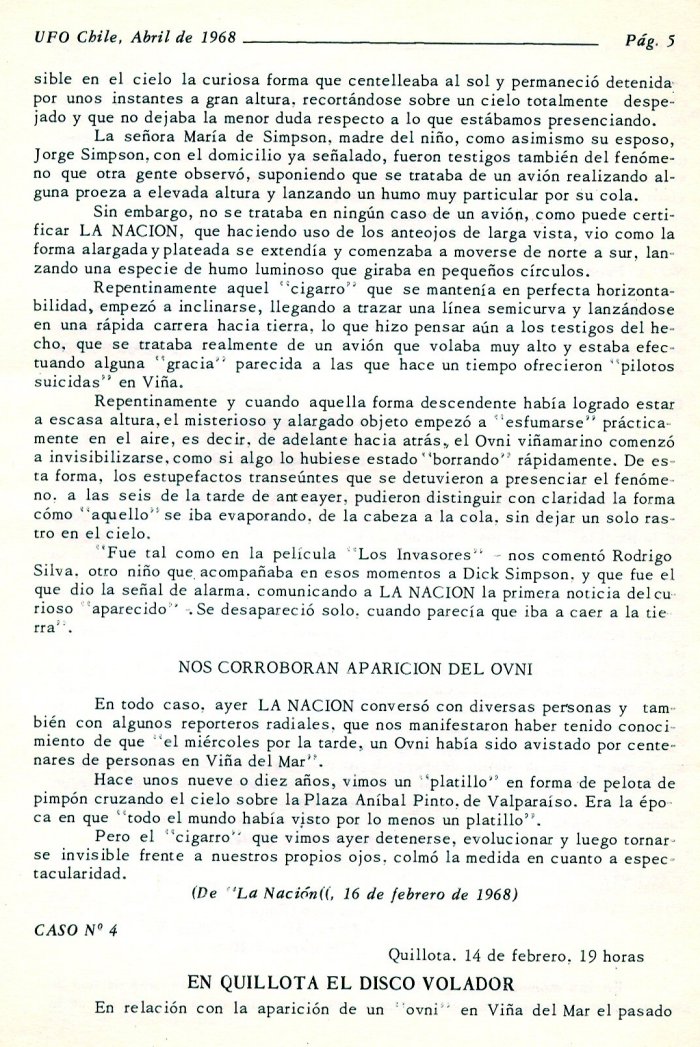 UFO Chile No. 4, page 4, April 1968