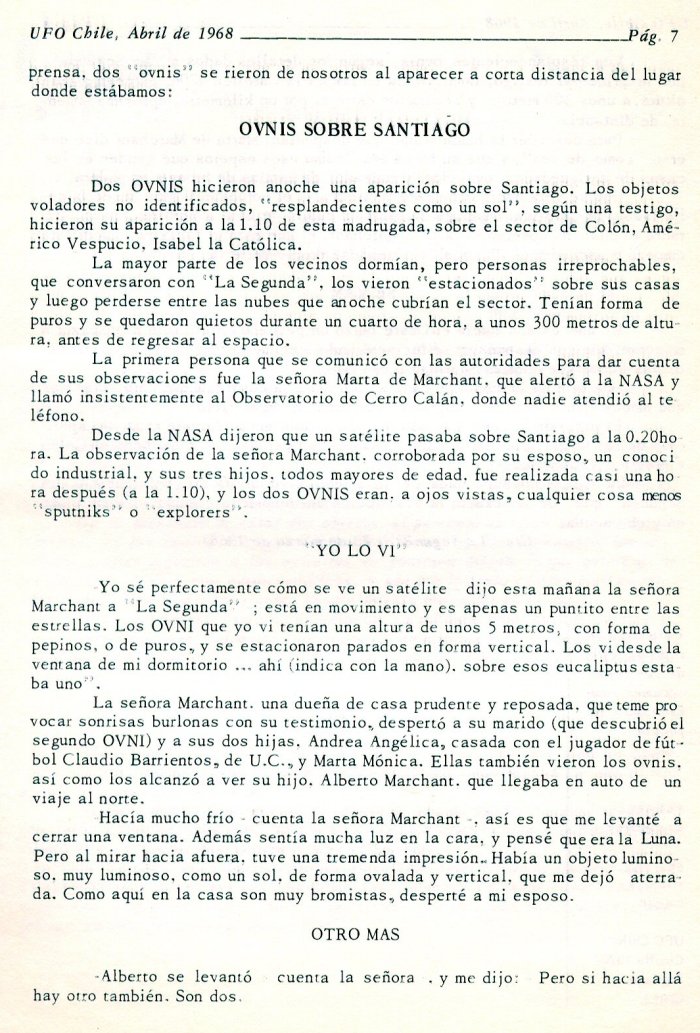 UFO Chile No. 4, page 6, April 1968
