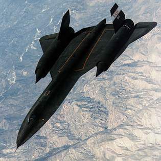 SR-71 Blackbird flying over Southern Sierra Nevada Mountains - Feb 1997