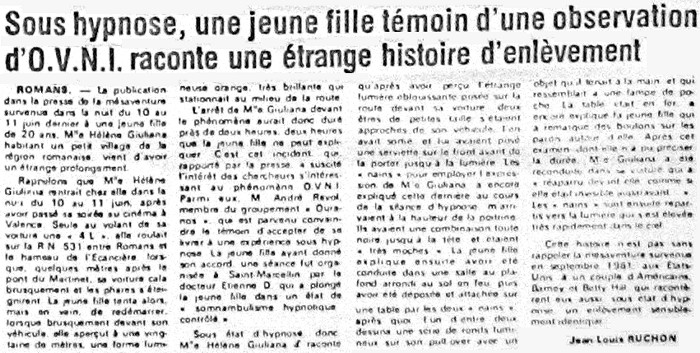 ufo - UFOS at close sight: the newspapers, the Giuliana case, France, 1976